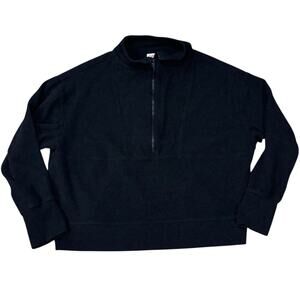 Faherty Women’s Legend Half Zip Sweatshirt Cotton Blend Medium Heathered Black